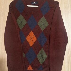 Russell Simmons Argyle Culture Sweater Mens Medium V Neck Pullover Knit